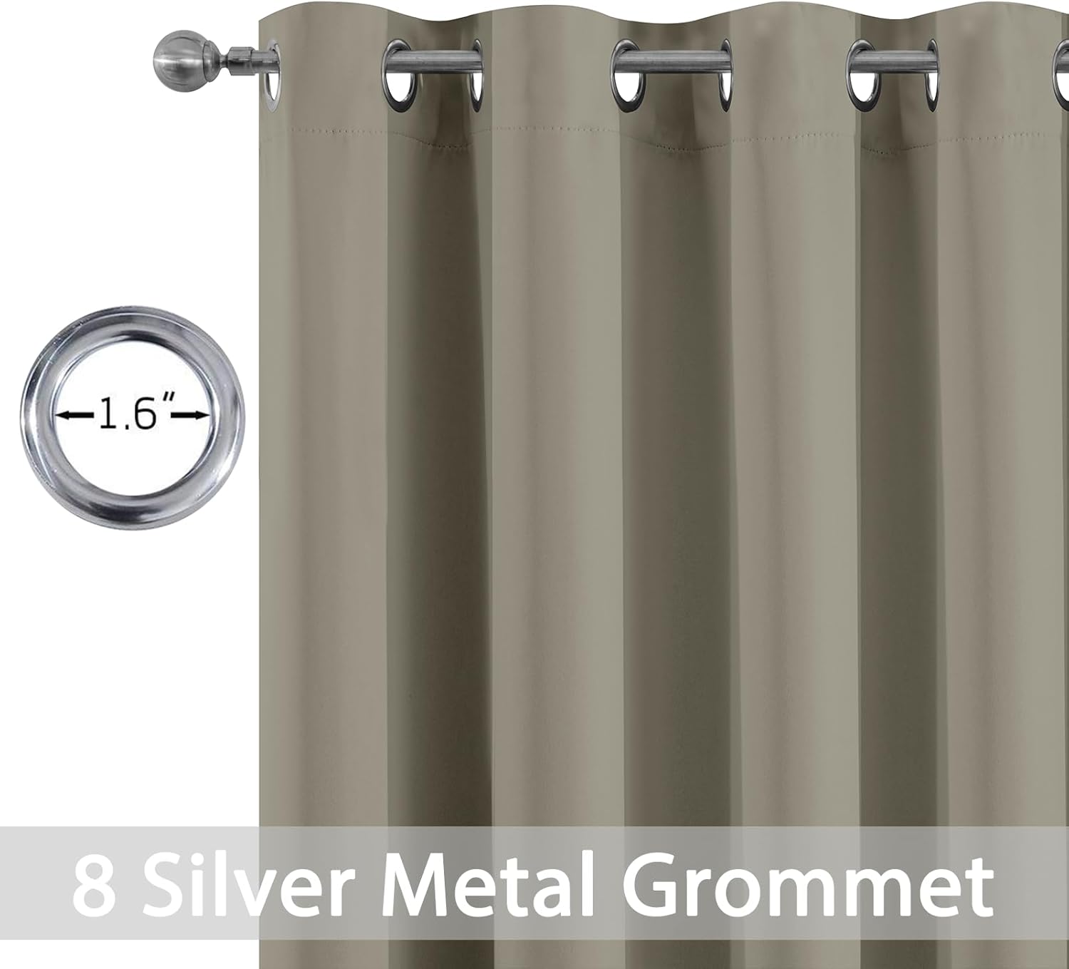 Yakamok Cortinas opacas de bloqueo de luz de 84 pulgadas de largo, cortinas opacas con aislamiento térmico y ojales para dormitorio (52 x 84