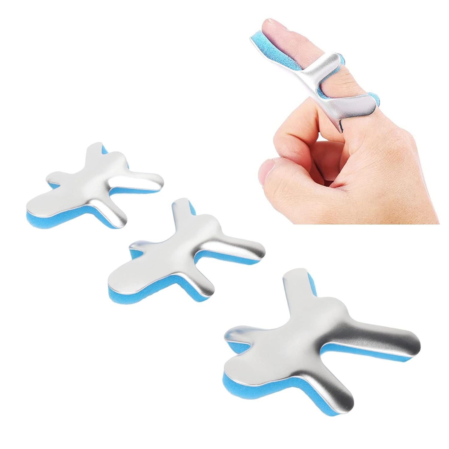 3 férula de dedo tipo rana, soporte de aluminio para enderezar el dedo, soporte de enderezamiento de dedos, soporte de fijación de rana para dedos