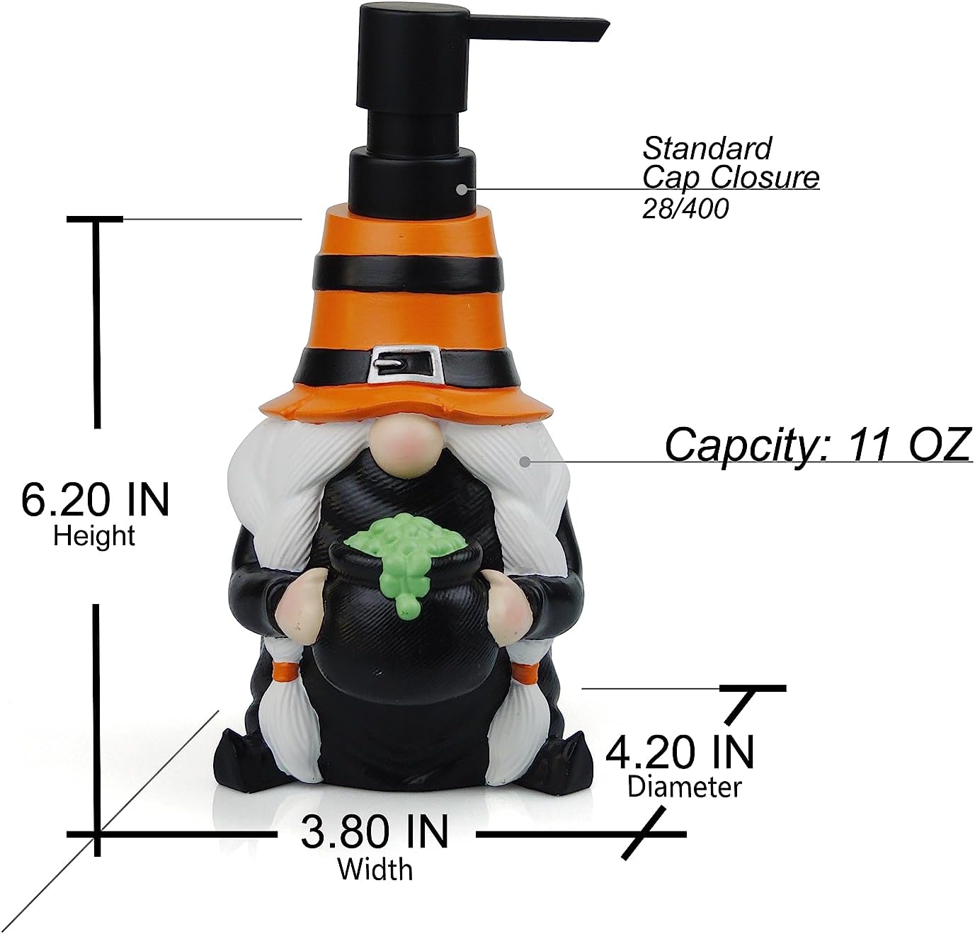 Dispensador de jabón de Halloween para encimera de cocina, fregadero de baño, 100% resina, para jabón de manos, jabón de platos, loción