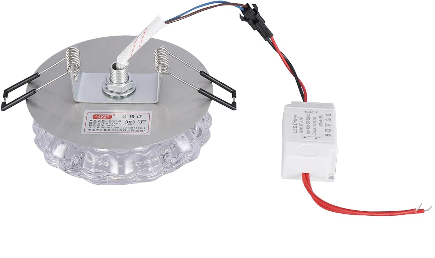 Fafeicy Lámpara empotrable de techo LED de 3 W, lámpara de cristal de cristal, ahorro de energía, luz cálida, para decoración del hogar (luz blanca
