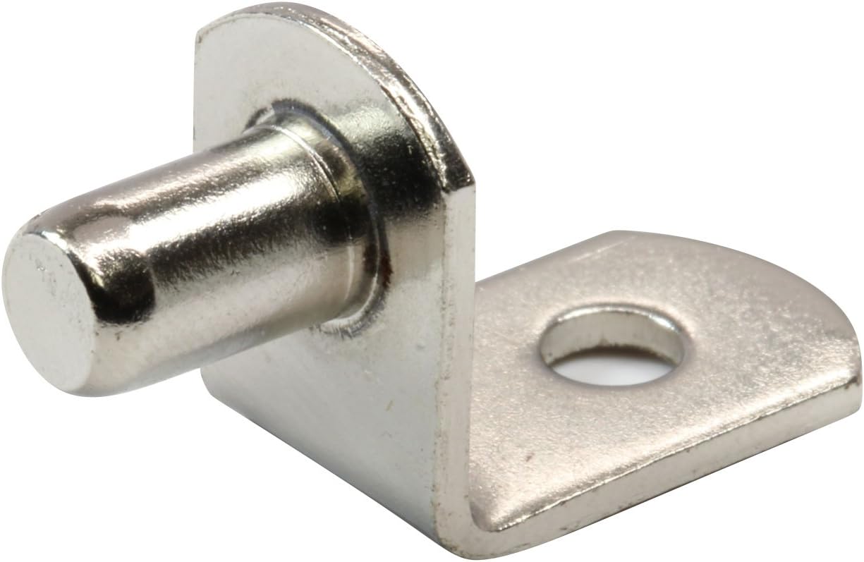 Rok Hardware – Juego de 25 clavijas de soporte en forma de L de 14 de pulgada con agujero, níquel, para muebles y armarios