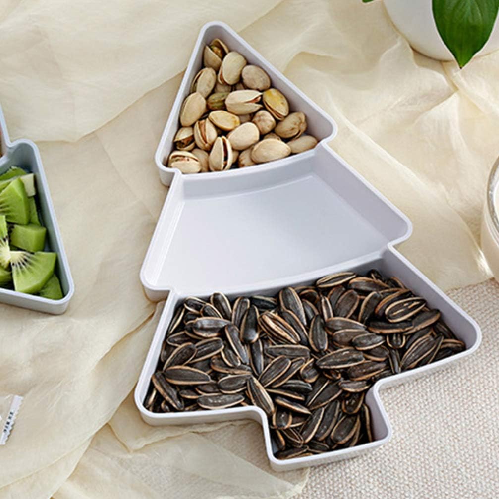 Angoily 2 platos para servir árbol de Navidad, bandeja de plástico para servir Navidad, para entretenimiento, plato de servir alimentos para