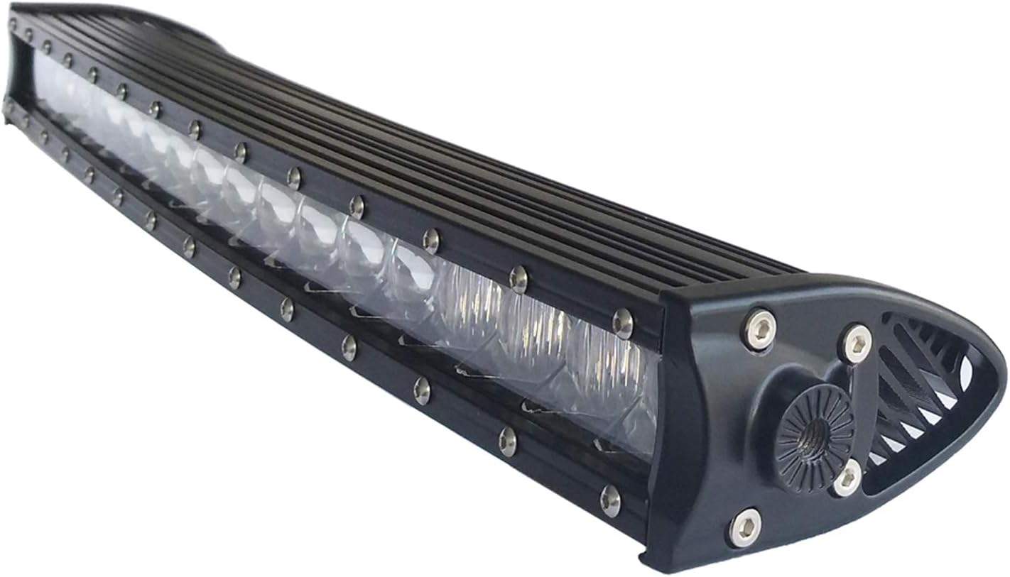 AngelMa – Barra de luz LED curvada de una sola fila de 90 W, 20 pulgadas, 21 pulgadas, 5D Cree 5 W, luz LED de conducción todoterreno para