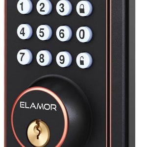 ELAMOR Cerradura de puerta de huellas dactilares, cerradura de puerta de entrada sin llave con teclado, cerrojo electrónico con llaves, bloqueo ELAMOR Cerradura de puerta de huellas dactilares, cerradura de puerta de entrada sin llave con teclado, cerrojo electrónico con llaves, bloqueo