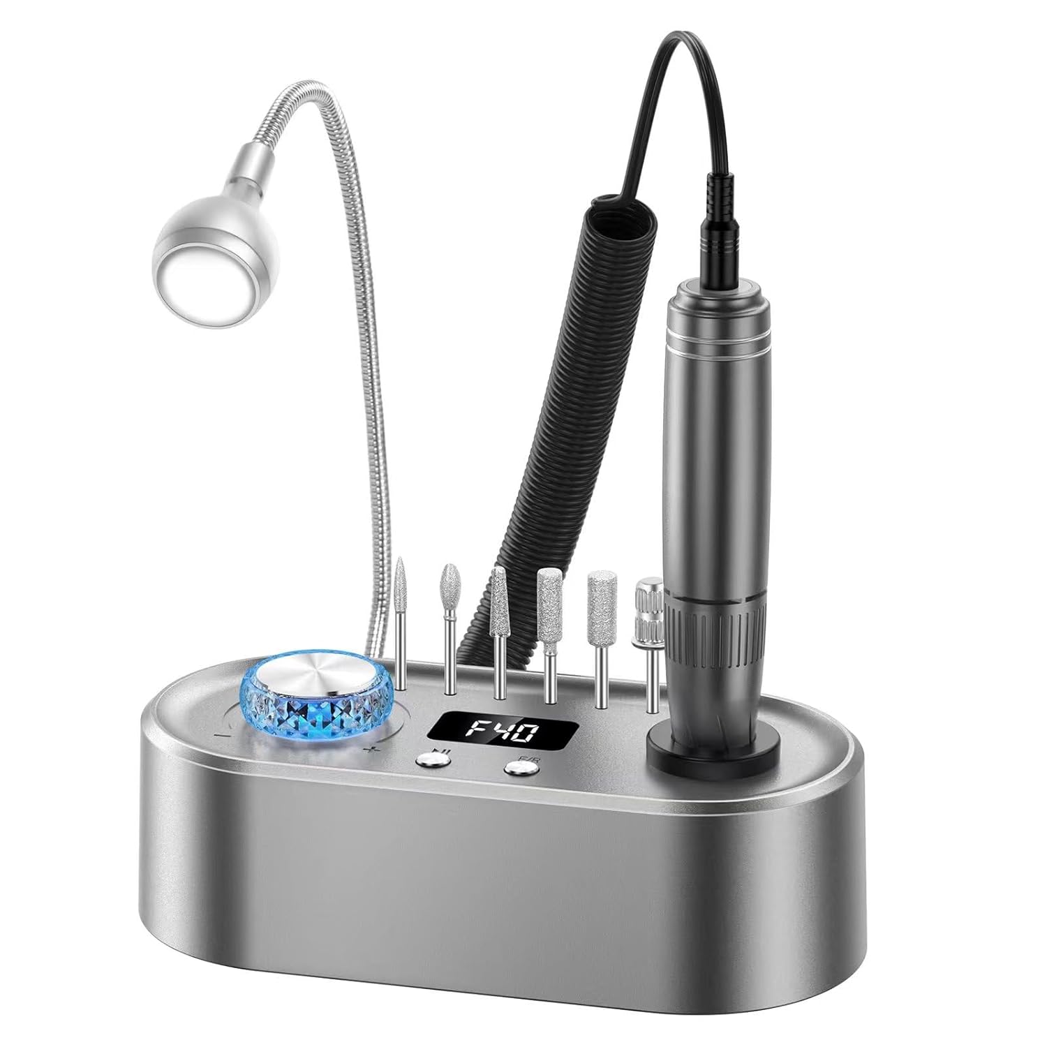 Taladro eléctrico de uñas, 40000 rpm, kit profesional de taladro de uñas Efile para uñas acrílicas de gel, alta velocidad, baja vibración, baja