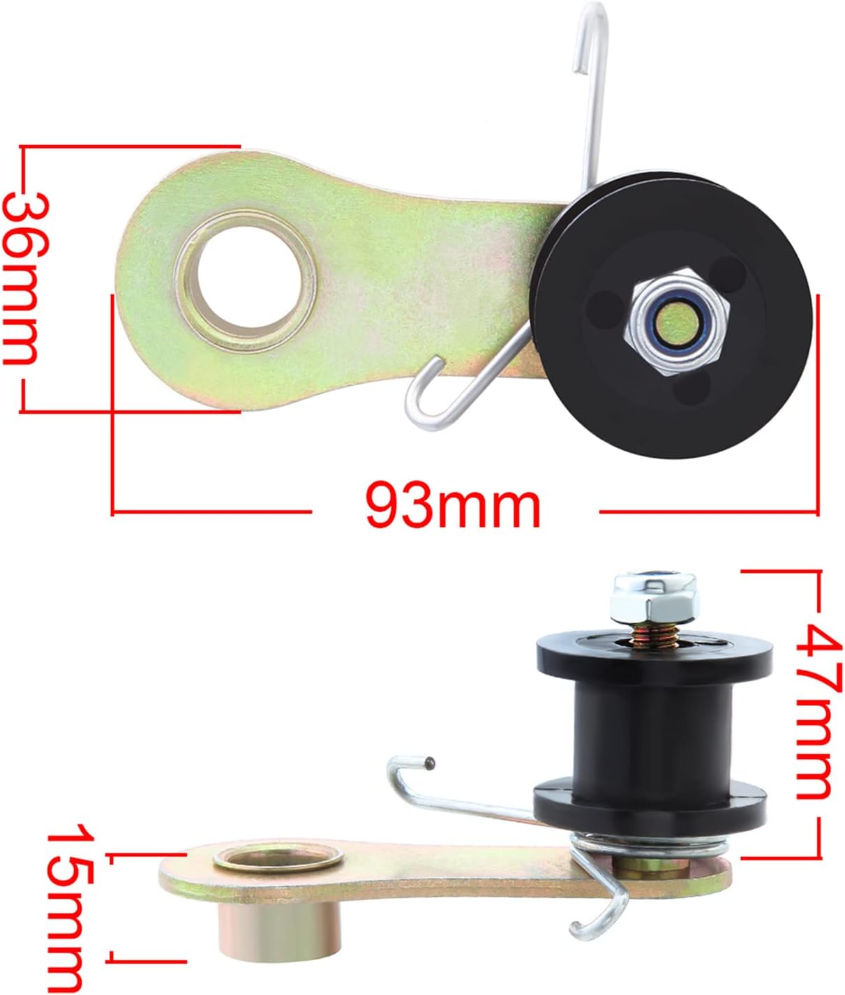 Dromedary Tensor de rodillos de cadena resistente con resorte y tres rodillos compatible con 110cc 125cc 140cc Dirt Pit Mini Bike, ATV y motocicleta