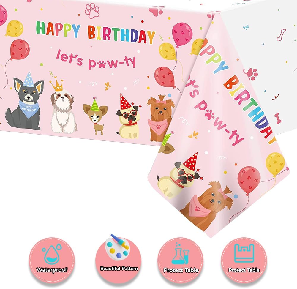 Suministros para fiesta de cumpleaños de perros, paquete de 3, manteles impermeables para perros y mascotas, fundas de mesa para cachorros,