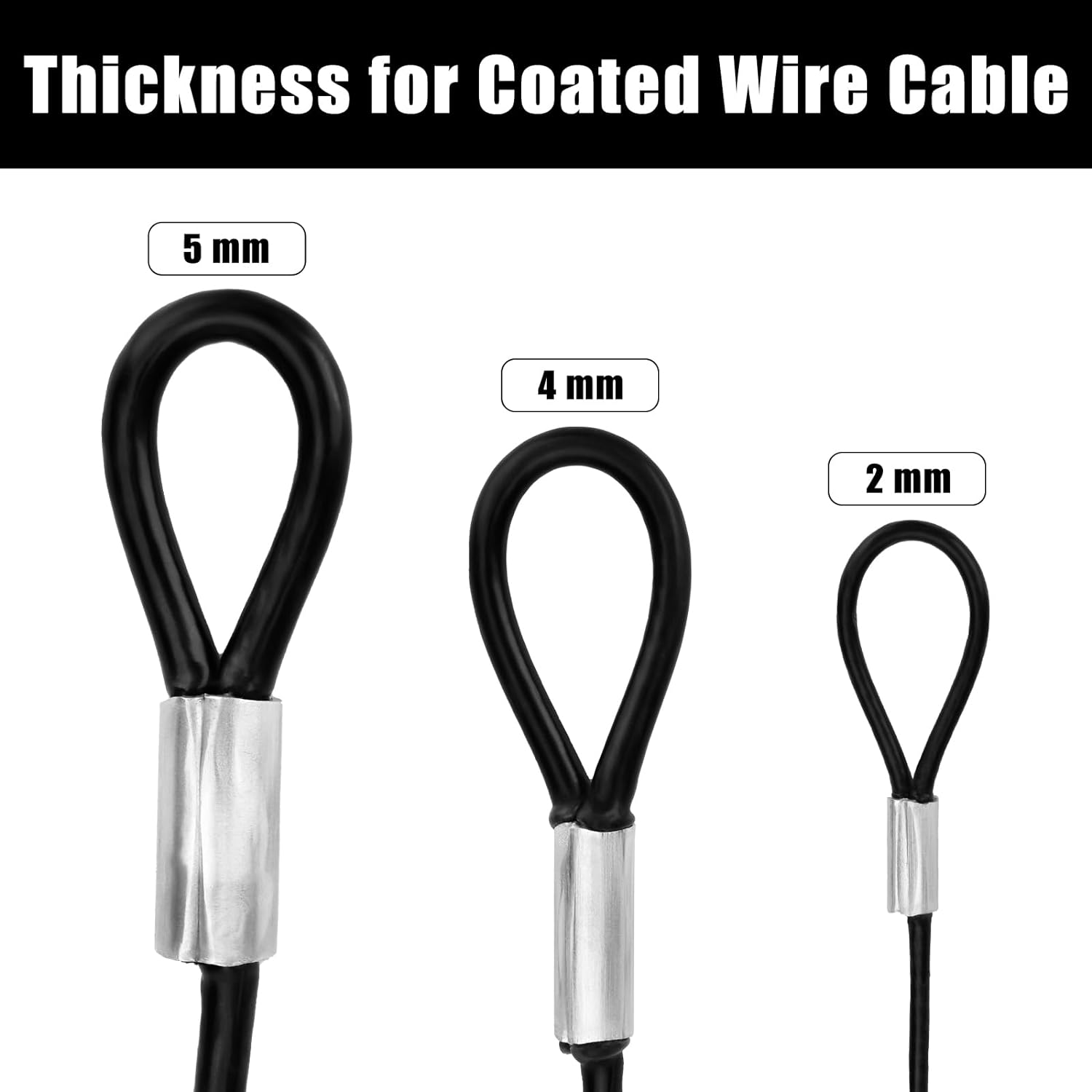 10 cables de alambre de acero inoxidable con bucles de 12 pulgadas, cuerda de alambre recubierta de vinilo de 12 pulgadas, cadenas de seguridad para