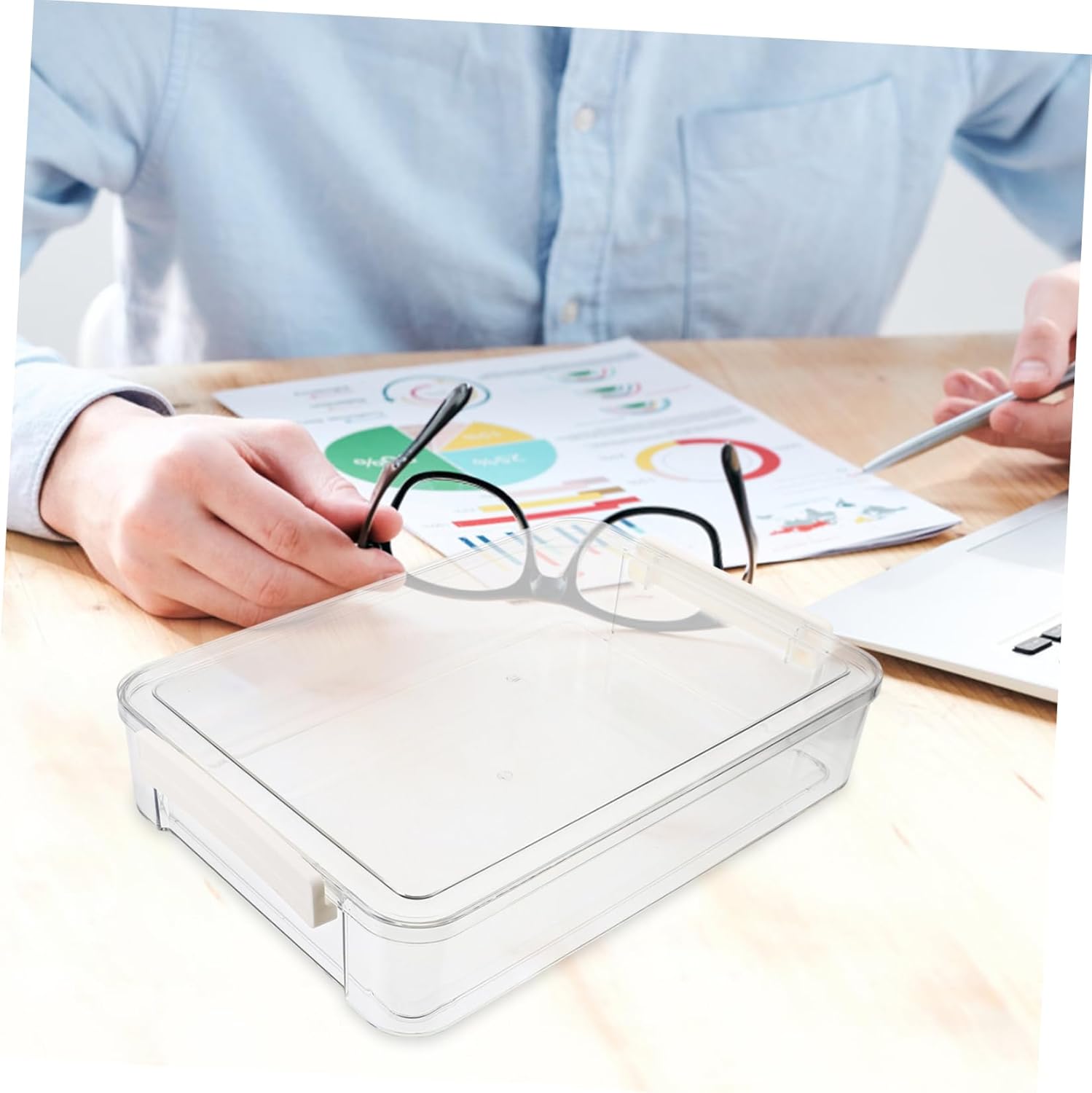 MAGICLULU Caja de plástico Contenedores de almacenamiento de fotos Contenedores de documentos para organizar documentos, organizador de documentos,