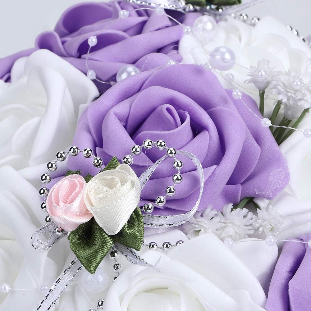 TOPINCN Ramo artificial, simulación de novia, ramo de boda, suministros de decoración para ramos de boda, centros de mesa, arreglos (morado)