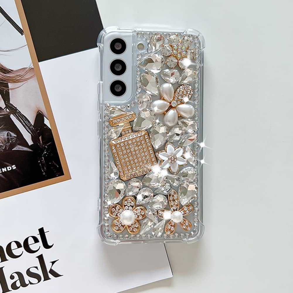 Funda de lujo para Galaxy S21 Ultra para mujer, funda brillante para Galaxy S21 Ultra, funda con piedras brillantes con purpurina para Samsung S21