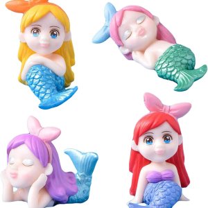 Figuras de sirena en miniatura, 4 piezas de decoración de pastel de muñeca de sirena, juego de colección de figuras de sirena, jardín de hadas, Figuras de sirena en miniatura, 4 piezas de decoración de pastel de muñeca de sirena, juego de colección de figuras de sirena, jardín de hadas,