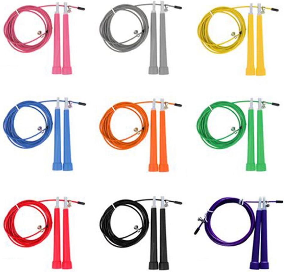 JUSTDOLIFE – Cuerda de fitness para interiores, cuerda de saltar ajustable de alta calidad de 9.84 pies con cable de velocidad rápida y asas de