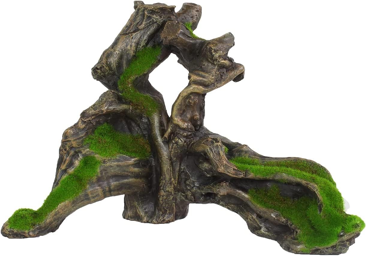 Penn-Plax Aqua-Flora – Decoraciones de resina viva para acuarios con semillas de plantas brillantes incrustadas paquete de 3 piezas de madera de