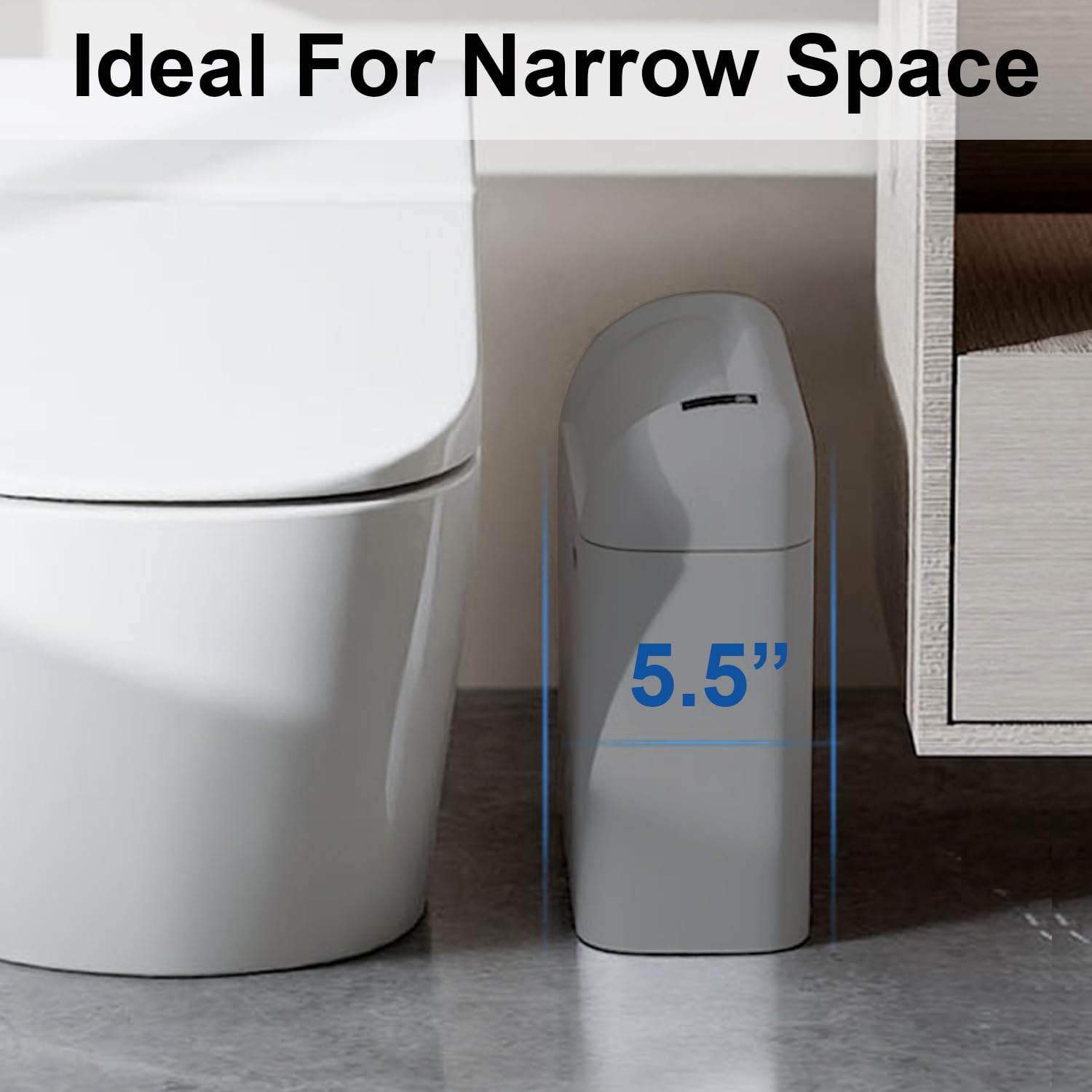 LALASTAR Basurero automático para baño, sin contacto, para cocina, con tapa, cubo de basura de plástico con sensor de movimiento, cubo de basura