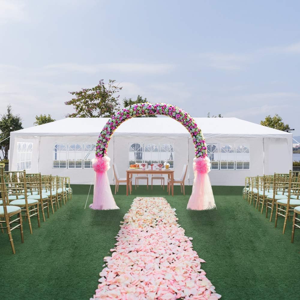Tienda de campaña para exteriores de 10 x 30 pies, color blanco, carpa impermeable práctica con ventanas más brillantes, 5 paredes laterales