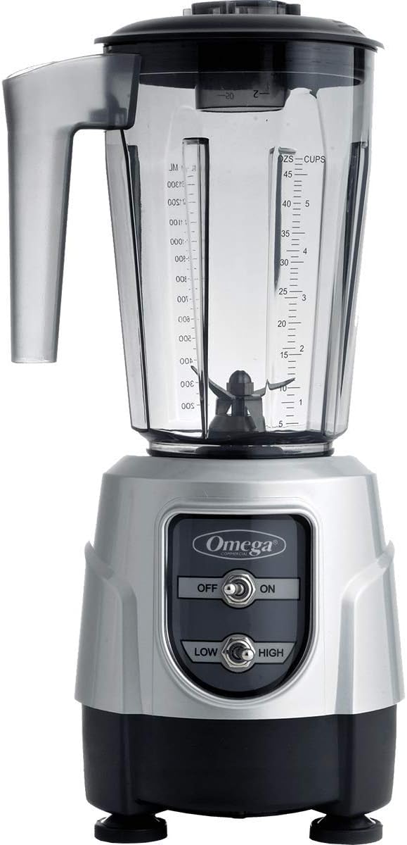 Omega BL330S – Licuadora de 1 HP, contenedor de copoliéster Tritan de 48 onzas, color plateado