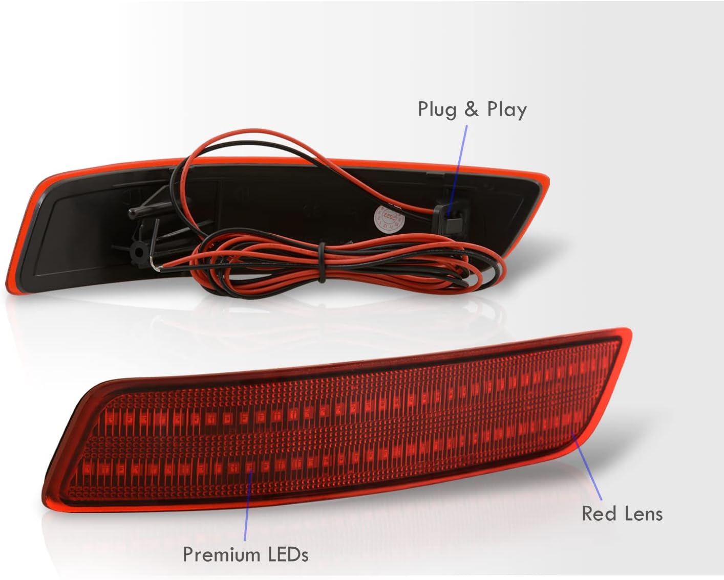 AJP Distributors Parachoques trasero rojo LED reflector, luces de señal de freno de cola compatiblereemplazo para ES300h ES350 GS200t GS300 GS350