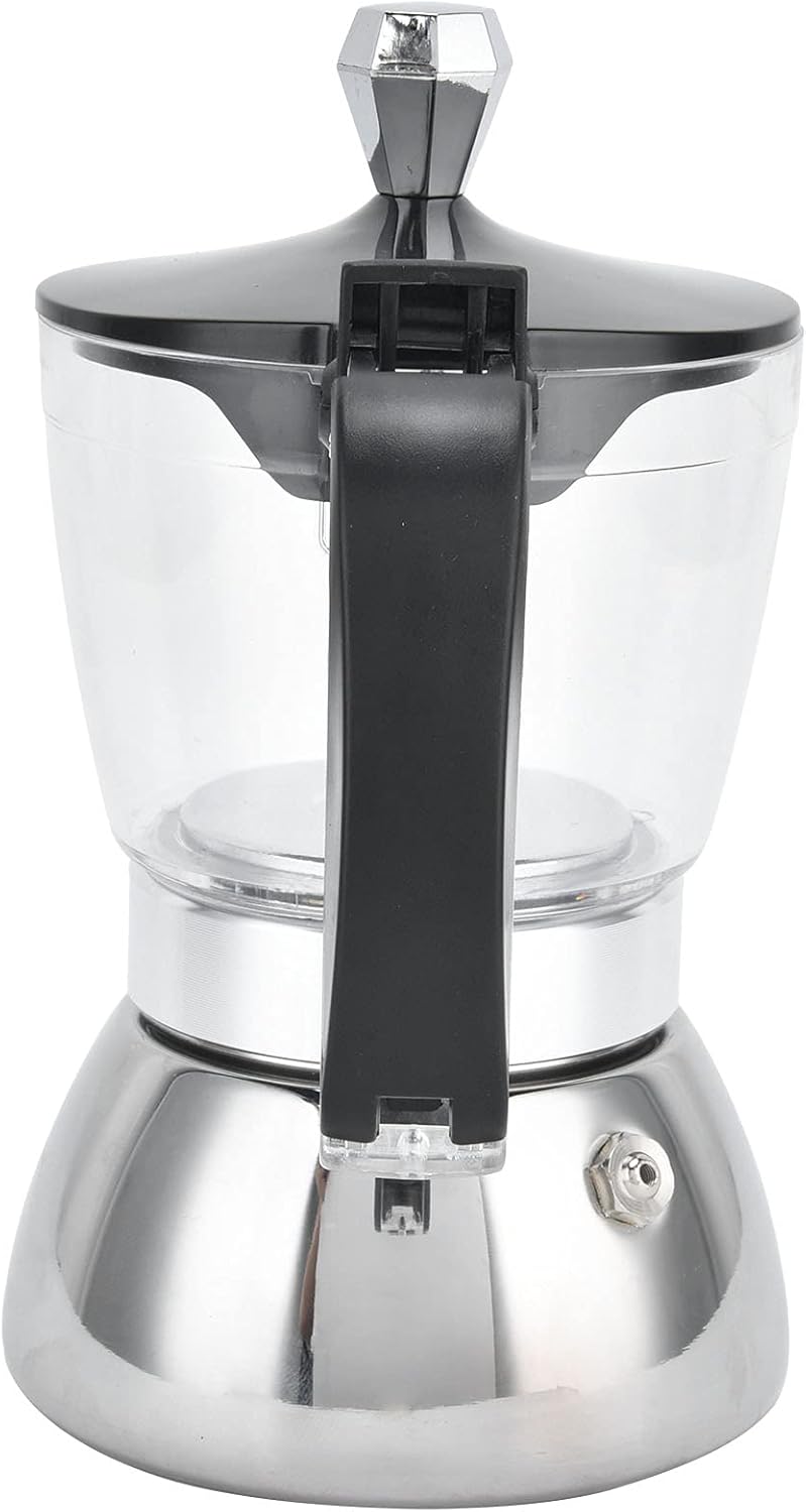 Qiilu Cafetera de acero inoxidable para 4 tazas, para cocina, moka