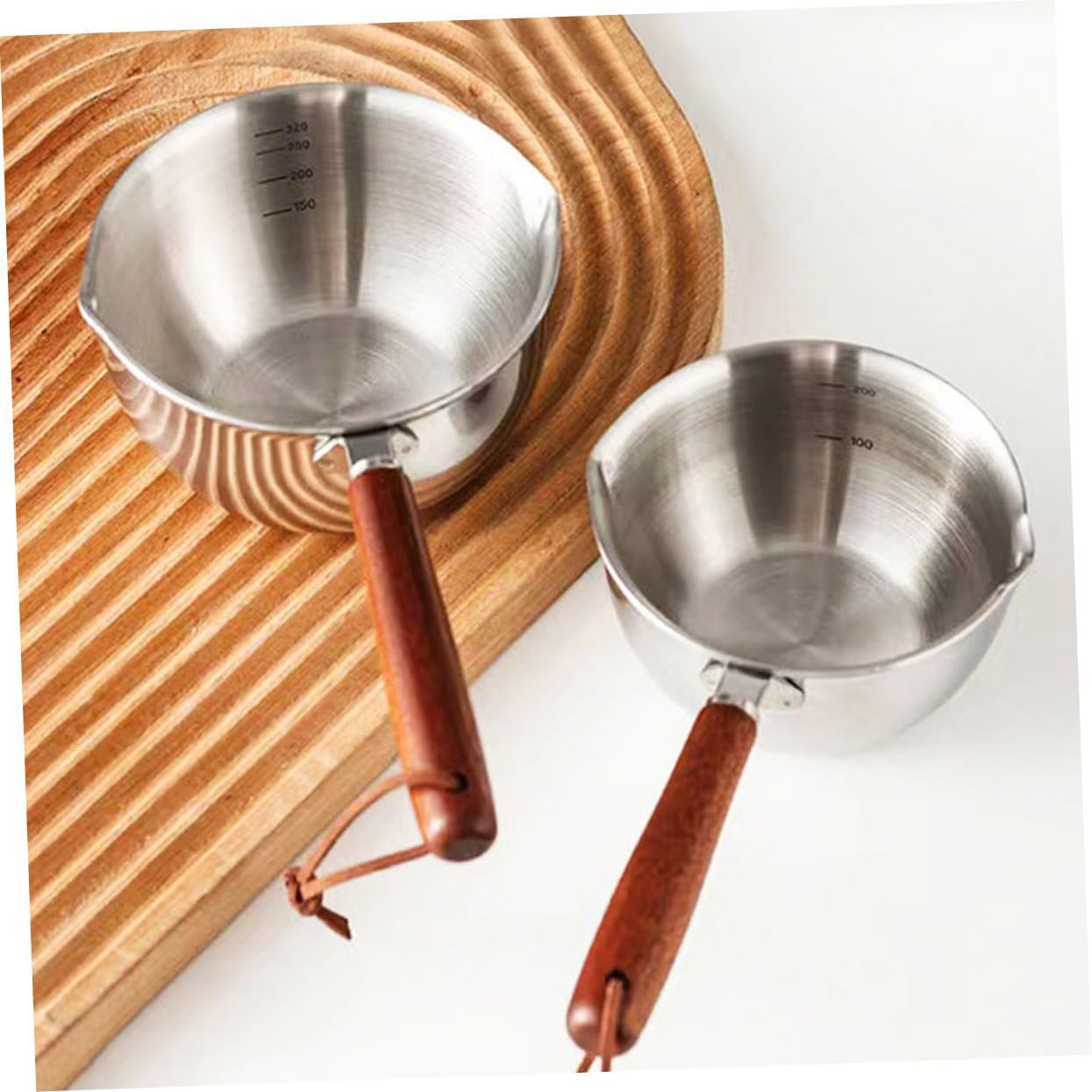 NOLITOY cacerola de salsa de mantequilla olla de acero inoxidable olla de doble pico verter olla de aceite verter aceite pequeño wok con mango