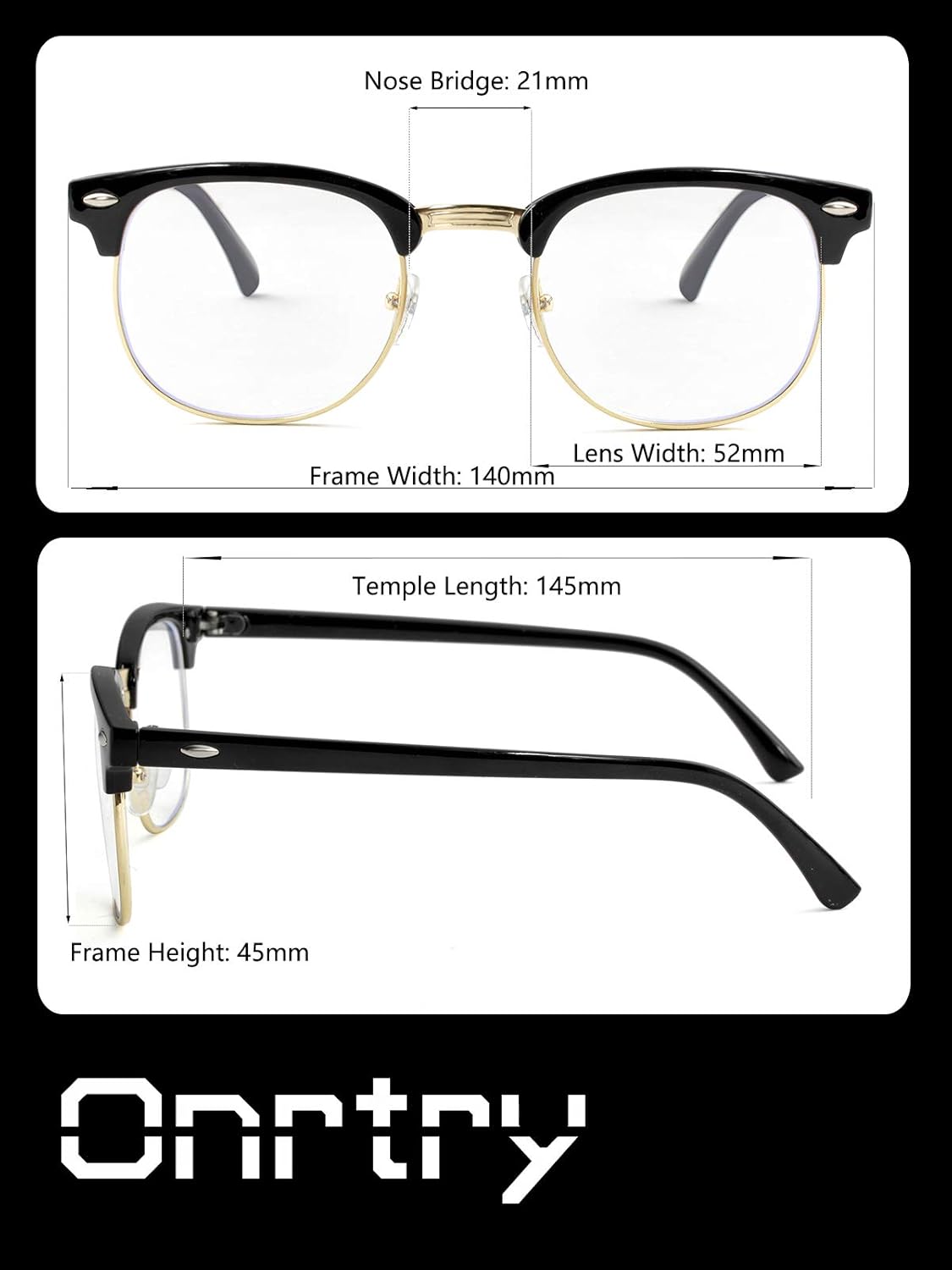 Lentes de bloqueo de luz azul para mujeres y hombres, clásicos, semi sin montura, falsos nerd anti rayos azules para computadora