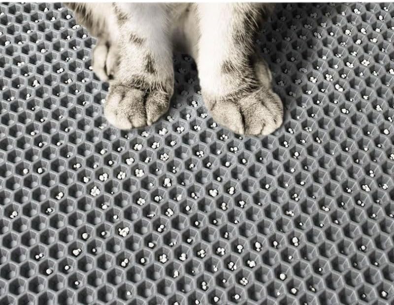 Alfombrilla de arena para gatos con diseño de panal de abeja de doble capa, impermeable, resistente, suministros para gatos fáciles de limpiar