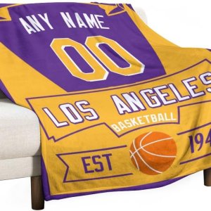 Gyurioh Manta de baloncesto personalizada con número de nombre, acogedora manta de franela para hombres, mujeres, jóvenes, regalos para fanáticos Gyurioh Manta de baloncesto personalizada con número de nombre, acogedora manta de franela para hombres, mujeres, jóvenes, regalos para fanáticos