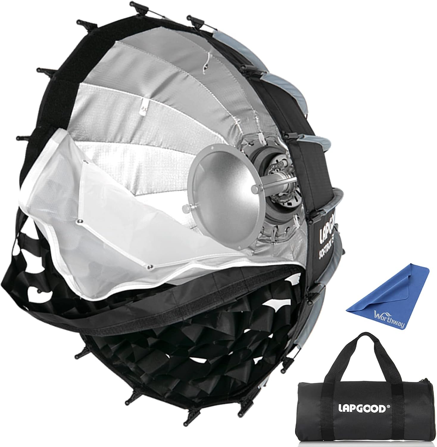 LAPGOOD Plato de belleza Softbox de 31.5 pulgadas con rejilla y diseño de doble paño suave, difusor de montaje Bowens para luces de flash y video,