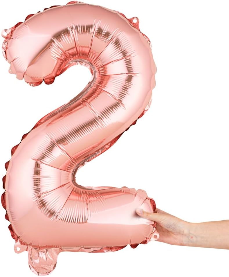 Restaurantware Balloonify – Globo digital de 16 pulgadas para fiesta, color oro rosa y metalizado, con autosellado número 2, a prueba de humedad,