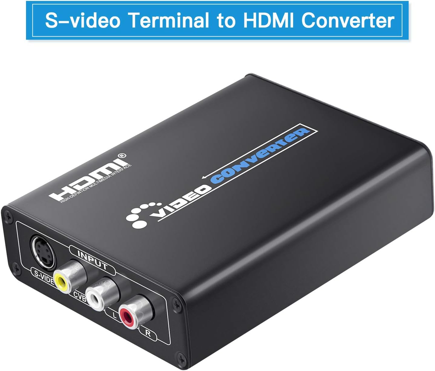 Convertidor RCA Svideo a HDMI con cables RCA + S-Video, RCA compuesto CVBS AV o Svideo + entrada de audio RL a salida HDMI Convertidor de lujo