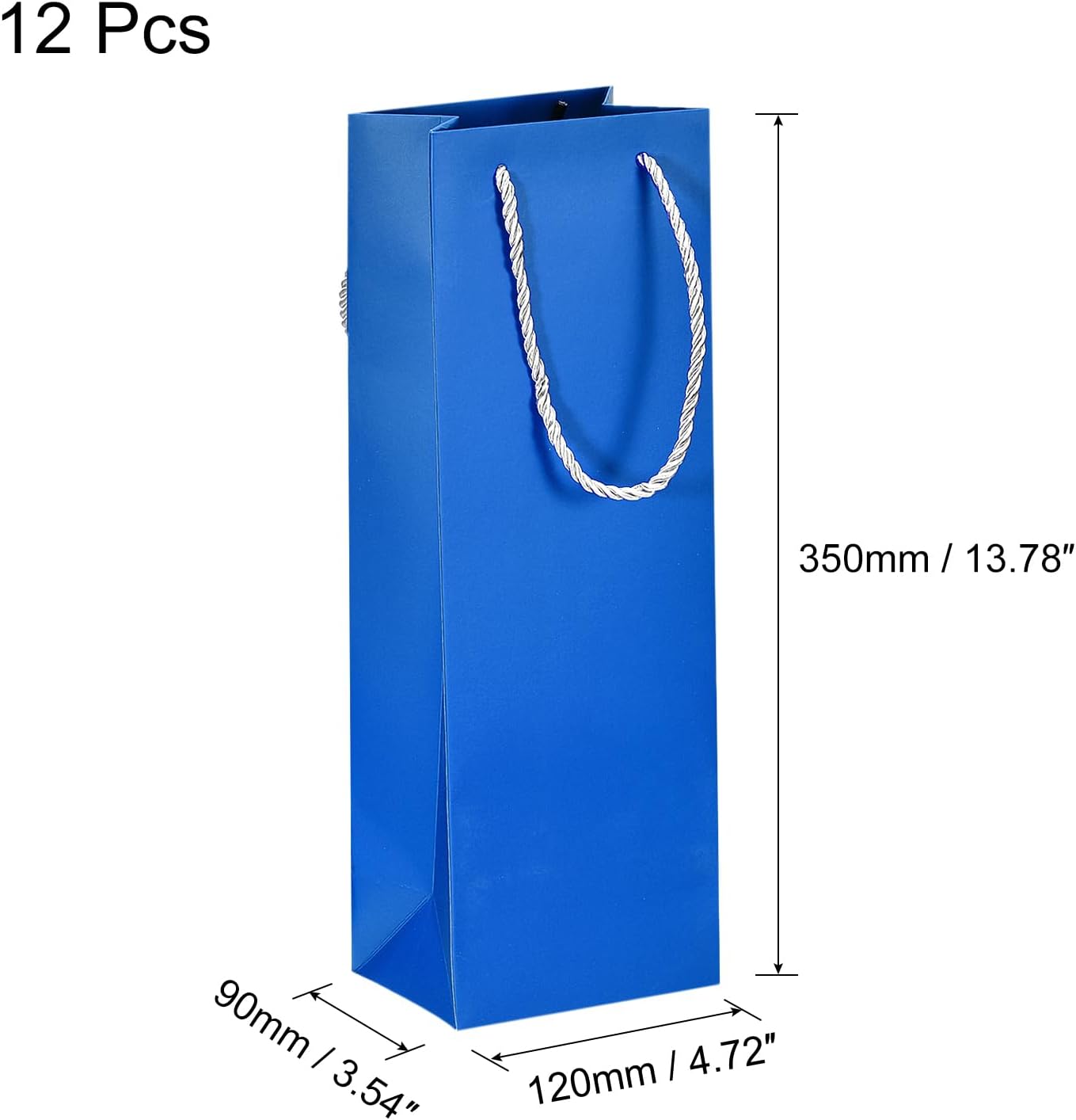 uxcell Bolsas de vino, 12 unidades, color azul, de 5 x 4 x 14 pulgadas, bolsas de regalo de vino con asas de cuerda, bolsa de papel para vino, para