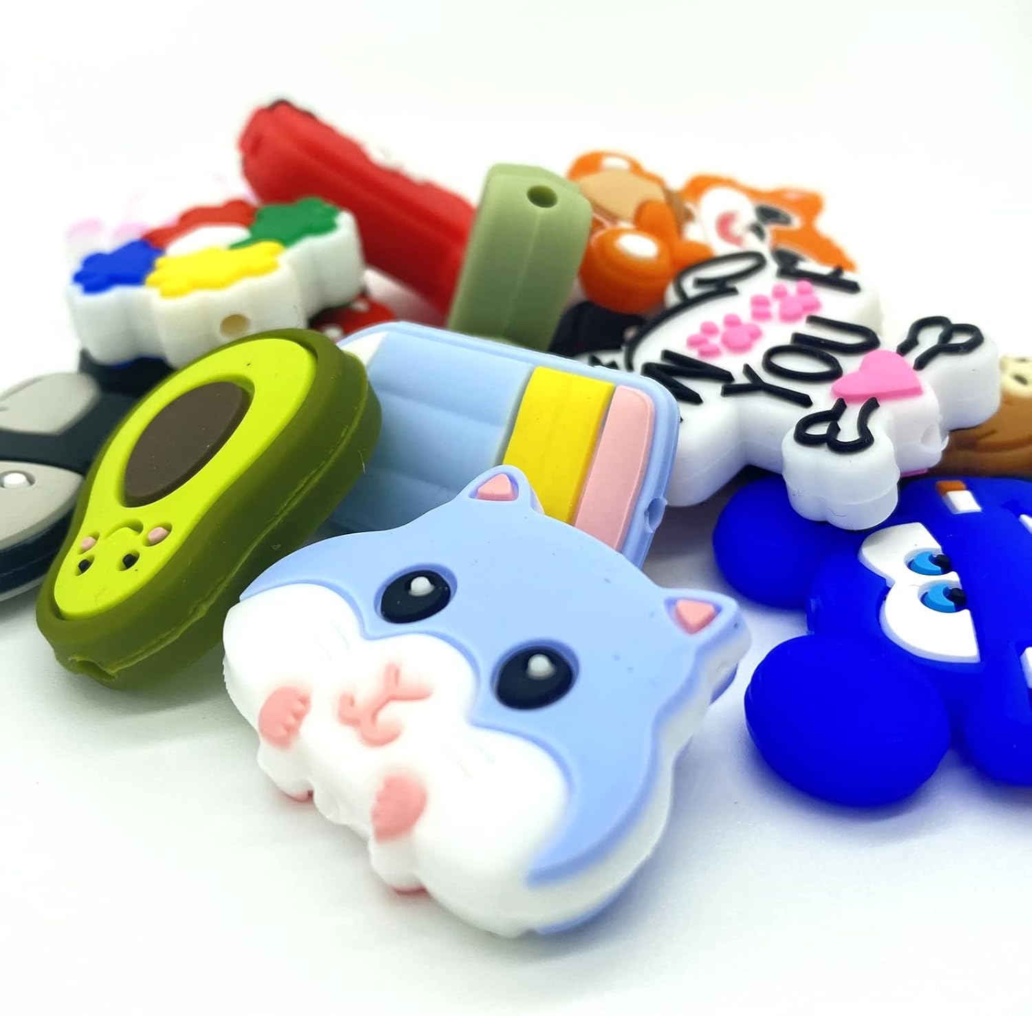 AllGemDiy Cuentas focales de silicona para bolígrafos, personajes, palabras divertidas, cuentas focales, dijes de silicona, kit de fabricación de