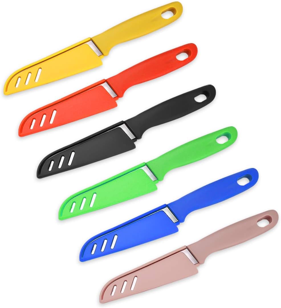 Cuchillo de pelar, nuevo cuchillo de frutas afilado y duradero con cubierta protectora, adecuado para la mayoría de tipos de verduras, frutas y