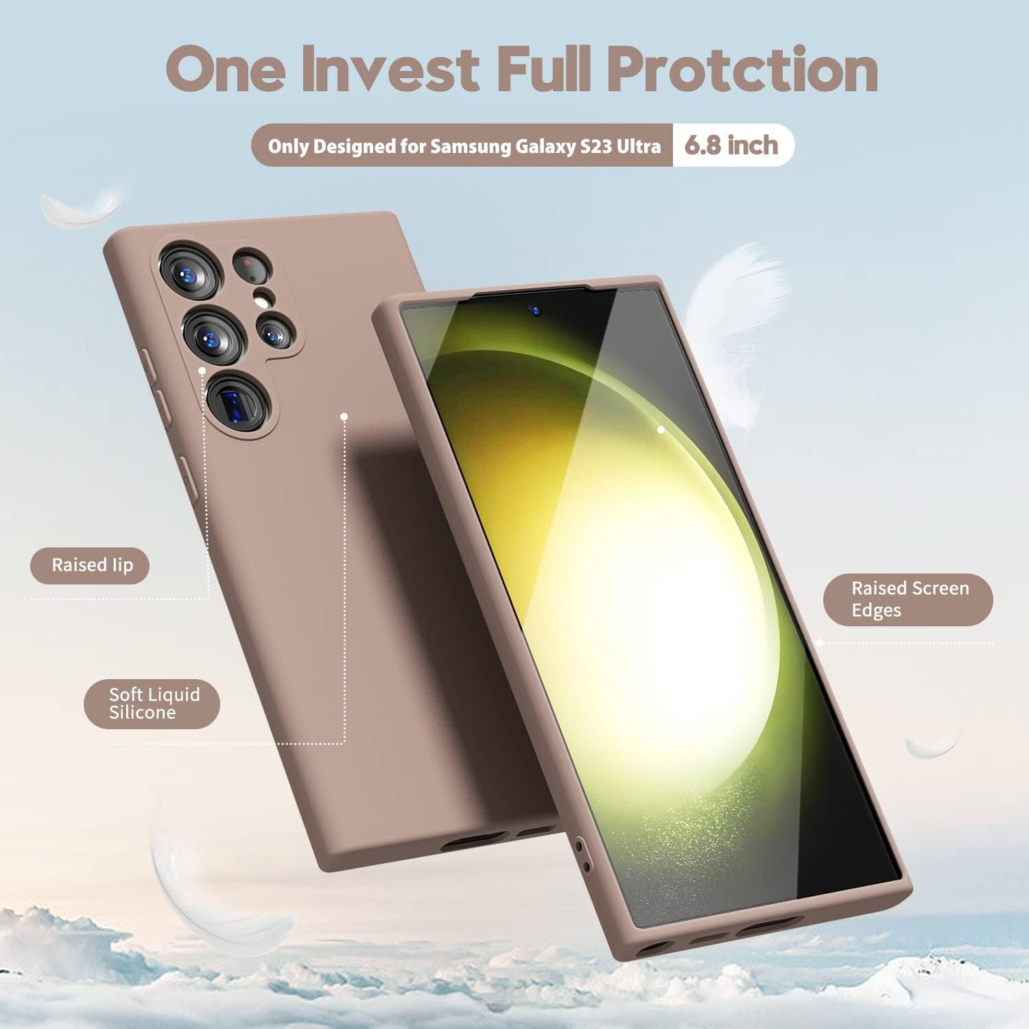 oakxco Funda para teléfono Samsung Galaxy S23 Ultra de silicona líquida, bonita funda de gel suave de goma TPU suave para mujeres y niñas, diseño