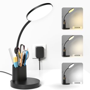 comzler Lámpara de escritorio pequeña, lámparas de escritorio LED con soporte para bolígrafo y teléfono, luz de escritorio negra para oficina en comzler Lámpara de escritorio pequeña, lámparas de escritorio LED con soporte para bolígrafo y teléfono, luz de escritorio negra para oficina en