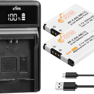 Pickle Power Batería NB-11L NB-11LH (paquete de 2) y cargador de repuesto para Canon PowerShot A2300, A2400, A2500, A2600, A3400 es, A3500 es, A4000 Pickle Power Batería NB-11L NB-11LH (paquete de 2) y cargador de repuesto para Canon PowerShot A2300, A2400, A2500, A2600, A3400 es, A3500 es, A4000