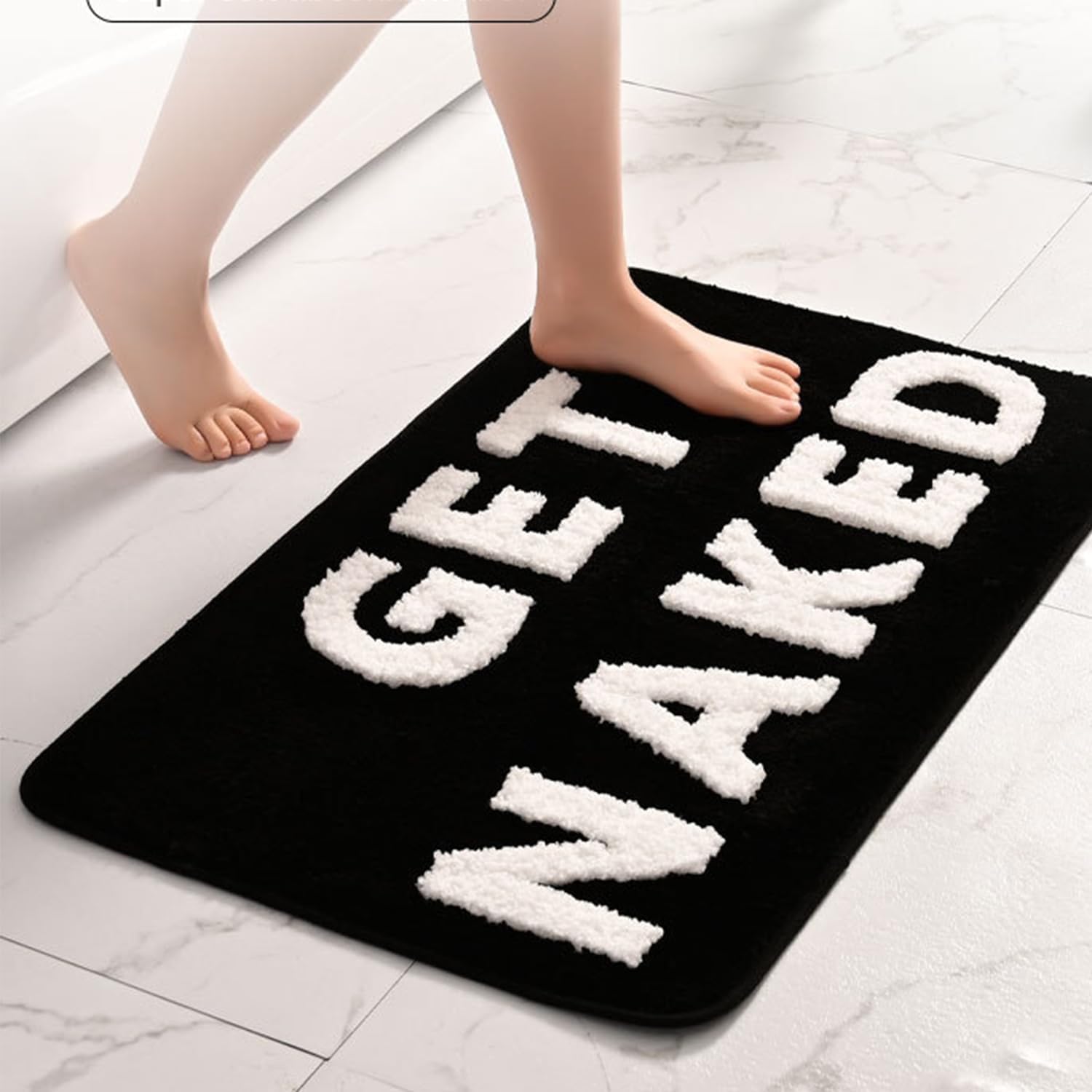 Hi Space Alfombra de baño con texto en inglés Get Nake, de 30 x 20 pulgadas, divertida, antideslizante, absorbente, de microfibra suave, color