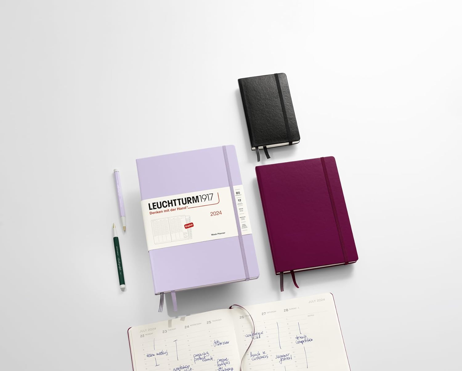 LEUCHTTURM1917 – Weekly Planner 2024 with extra booklet, Medium (A5) Hardcover, Port Red (Jan 1 – Dec 31, 2024)