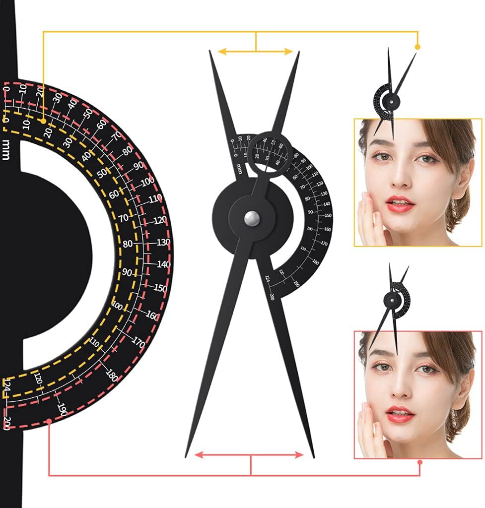 1 regla de cejas, regla de plantilla de cejas, regla de guía de cejas, regla de guía de cejas, herramienta de medición de cejas ajustable, color al