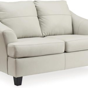 Signature Design by Ashley Genoa – Sofá biplaza moderno de cuero, color blanco Signature Design by Ashley Genoa – Sofá biplaza moderno de cuero, color blanco