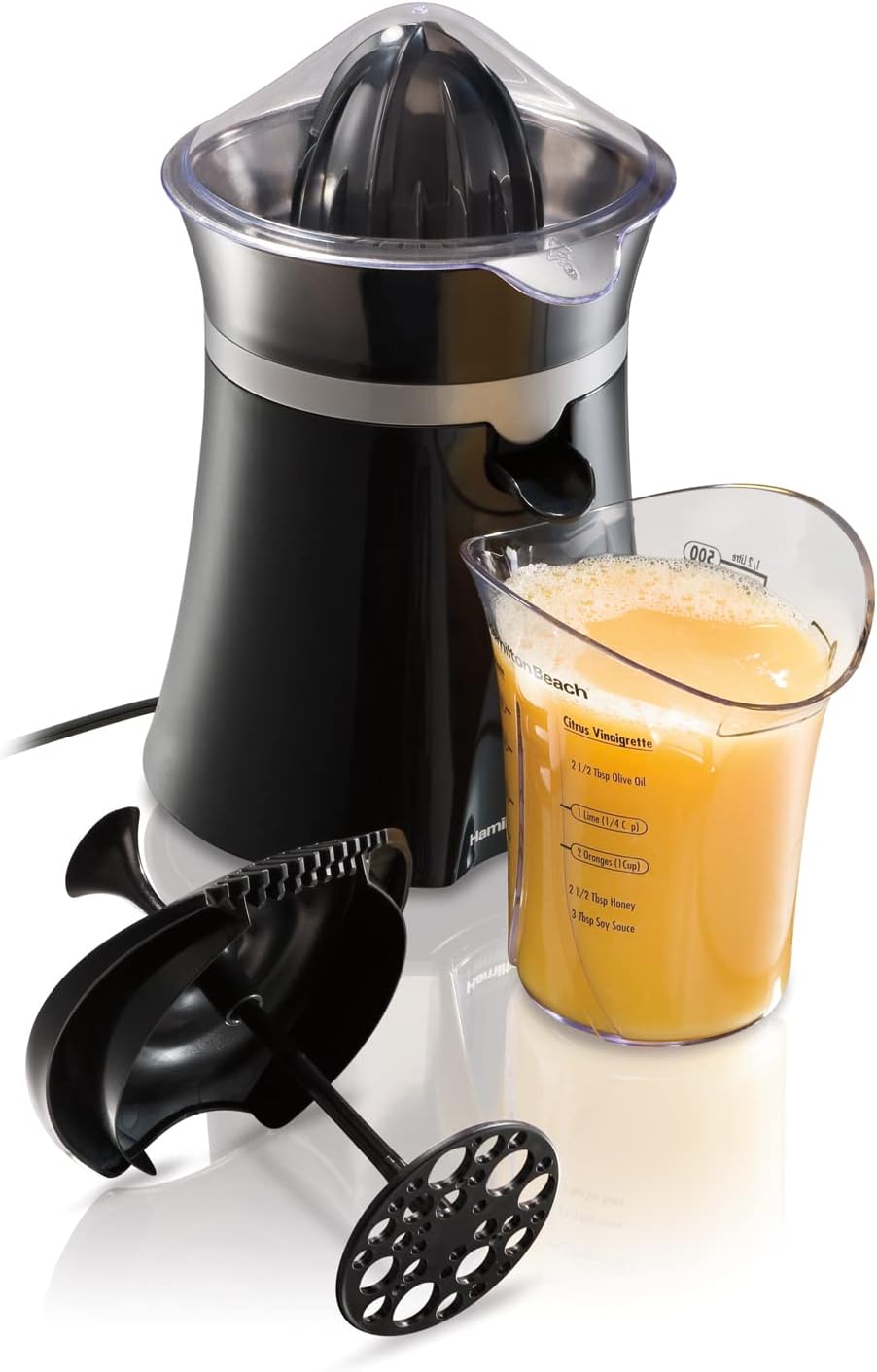 Hamilton Beach 66333 Fresh Mix Exprimidor de cítricos de 2 tazas, color negro