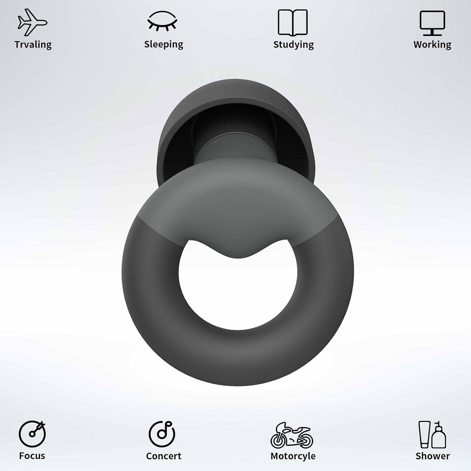 Tapones para los oídos para dormir, 2 pares de tapones reutilizables para reducción de ruido 25dB-30dB con 8 almohadillas para los oídos, tapones