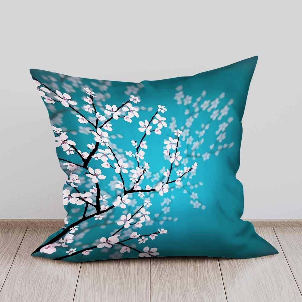 Beabes Almohadas decorativas cuadradas con diseño de cerezo en acuarela para sofá o cama, 18 x 18 pulgadas, para mujeres, hombres, niños y niñas,