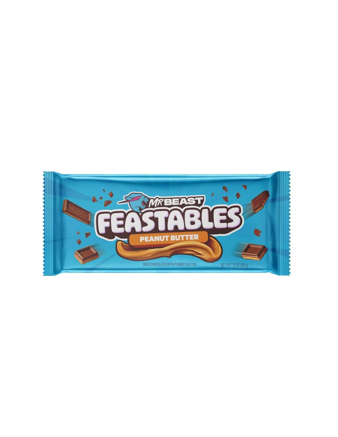 Feastables Beast Bar – Barra de chocolate con leche con mantequilla de maní, chocolate con leche y almendras, chocolate con leche crujiente (3