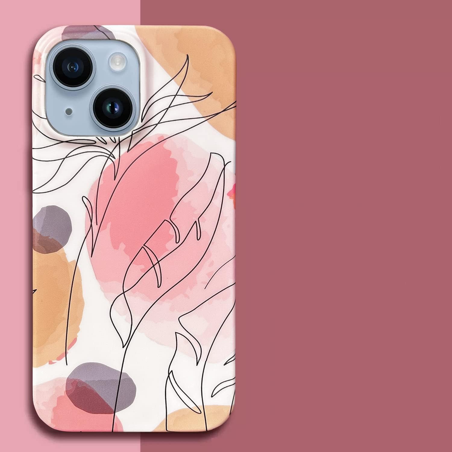 J.west Funda protectora para iPhone 13 de 6.1 pulgadas, estética minimalista moderna, acuarela, bohemio, delgadas, líneas geométricas, patrón de