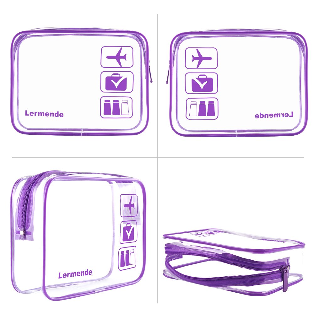 Lermende – Bolsa de aseo, 2 unidades, transparente, aprobada por la TSA, bolsa de viaje de un cuarto, tamaño 3-1-1, talla única