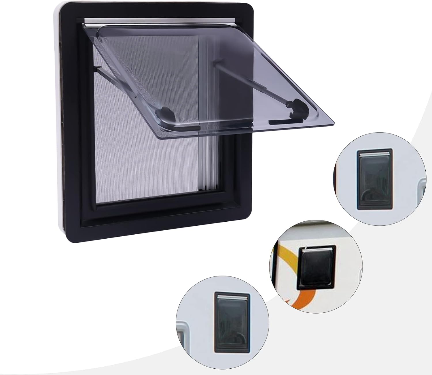 CNCEST Puerta de ventilación con bisagras para caravana, caravana, cámper, 18 x 20 pulgadas, ventana de salida de autocaravana para caravana,