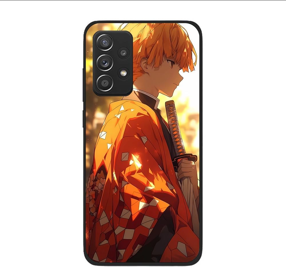 Negro Delgado Suave Mate Durable Caucho Silicona TPU Fundas Fit Funda para Samsung Galaxy A52 5G Agatsuma Zenitsu Anime Japón 02