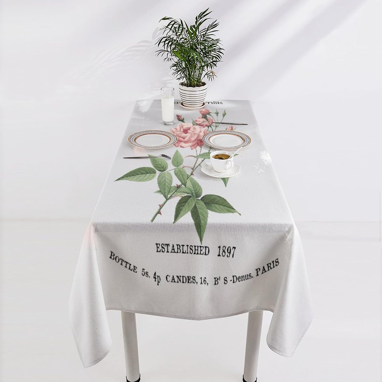 Mantel de fábrica de manteles de 60 x 90 pulgadas, tabla de tamaños, personalizada, floral, rosa, rústico, manteles rectangulares para mesa de