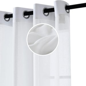 Youleyar Cortinas traslúcidas de lino natural, cortinas de ventana con ojales en la parte superior, cortinas de mezcla de lino reductora de luz para Youleyar Cortinas traslúcidas de lino natural, cortinas de ventana con ojales en la parte superior, cortinas de mezcla de lino reductora de luz para